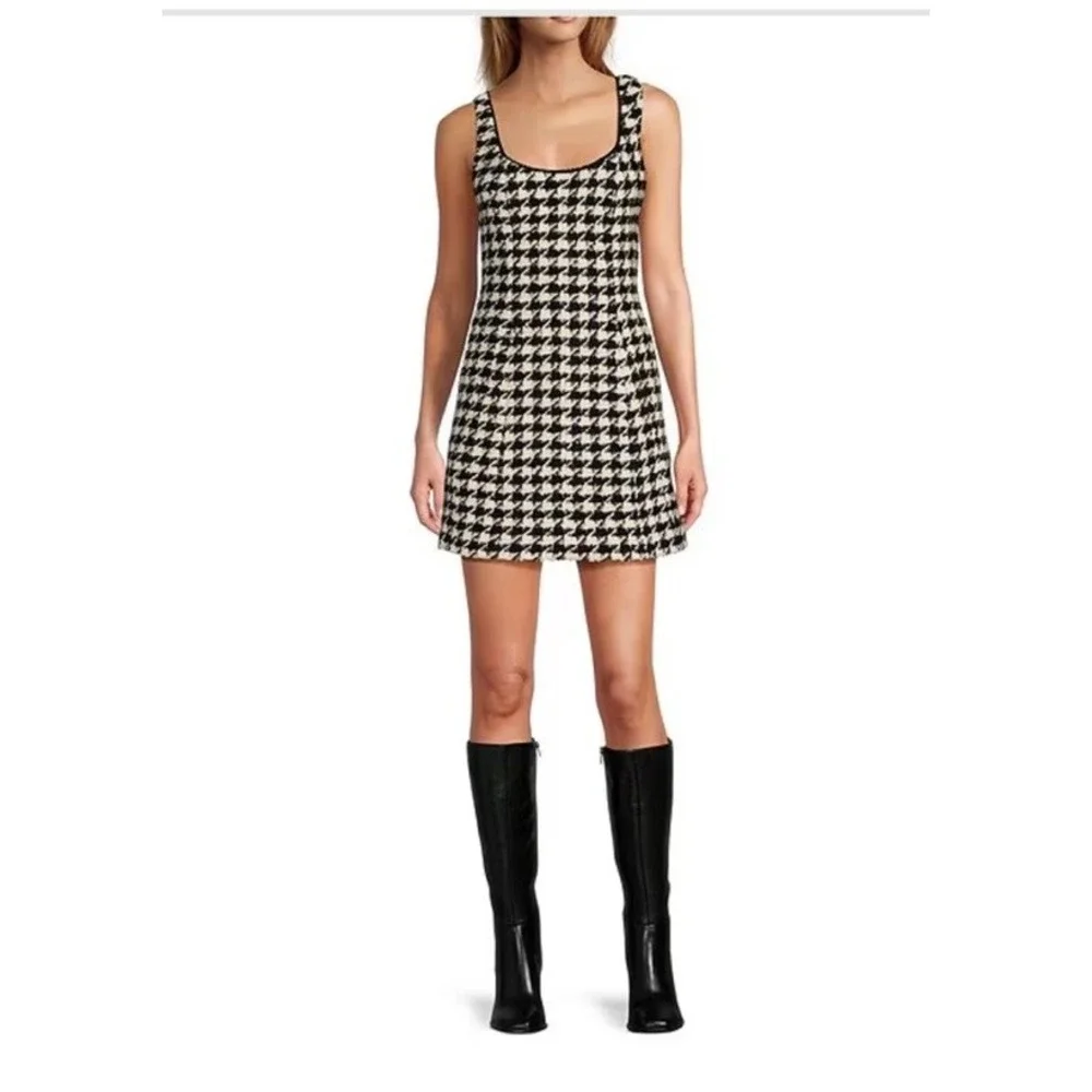 Antonio Melani Macy Wool Blend Houndstooth Square Neck Sleeveless Mini Dress 10 - Picture 2 of 14